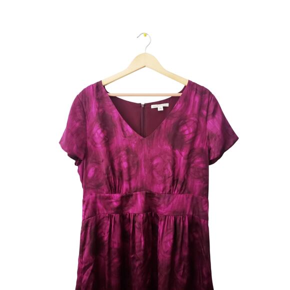 Banana Republic 100% Silk Floral Print Dress Purple Size 16 - Picture 2 of 8